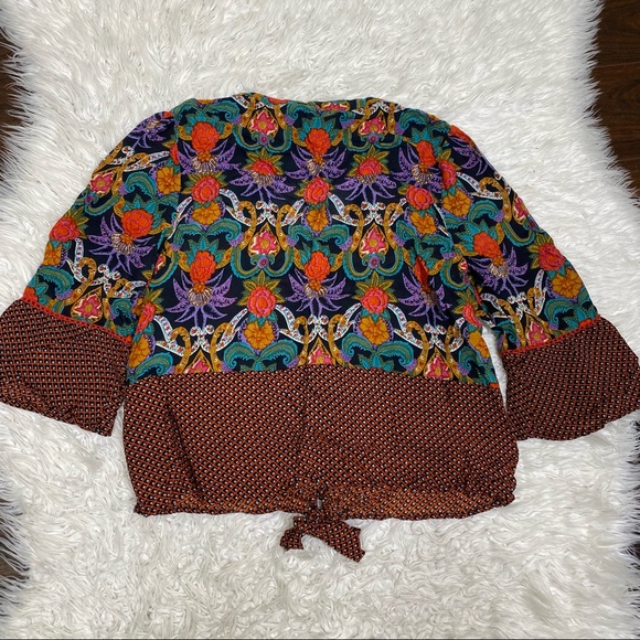 Anthro Maeve Carter Floral Tie Front Blouse - Picture 5 of 5